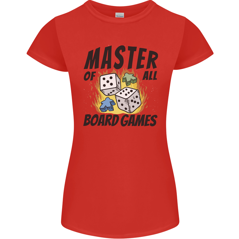 Master of All Board Games Womens Petite Cut T-Shirt Red
