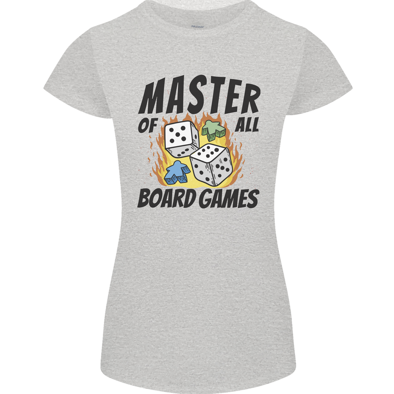 Master of All Board Games Womens Petite Cut T-Shirt Sports Grey