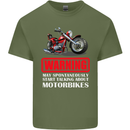 May Start Talking About Motorbikes Funny Mens Cotton T-Shirt Tee Top Military Green