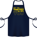 May the 30s Thirties Be With You Sci-Fi Cotton Apron 100% Organic Navy Blue