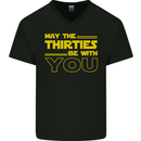May the 30s Thirties Be With You Sci-Fi Mens V-Neck Cotton T-Shirt Black