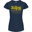 May the 70s Seventies Be With You Sci-Fi Womens Petite Cut T-Shirt Navy Blue