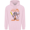 May the Force Be Shih Tzu Dog Funny Childrens Kids Hoodie Light Pink