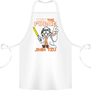 May the Force Be Shih Tzu Dog Funny Cotton Apron 100% Organic White