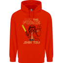 May the Force Be Shih Tzu Dog Funny Mens 80% Cotton Hoodie Bright Red