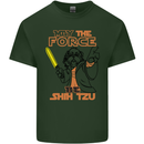 May the Force Be Shih Tzu Dog Funny Mens Cotton T-Shirt Tee Top Forest Green