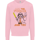 May the Force Be Shih Tzu Dog Funny Mens Sweatshirt Jumper Light Pink