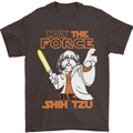 May the Force Be Shih Tzu Funny Dog Mens T-Shirt Cotton Gildan Dark Chocolate