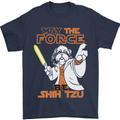 May the Force Be Shih Tzu Funny Dog Mens T-Shirt Cotton Gildan Navy Blue