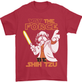May the Force Be Shih Tzu Funny Dog Mens T-Shirt Cotton Gildan Red
