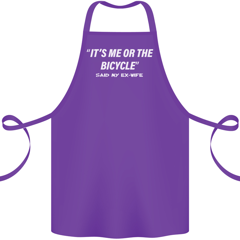 Me or the Bicycle Said My Ex-Wife Cycling Cotton Apron 100% Organic Purple