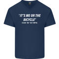 Me or the Bicycle Said My Ex-Wife Cycling Mens V-Neck Cotton T-Shirt Navy Blue