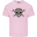 Mechanic Engine Skull Mens Cotton T-Shirt Tee Top Light Pink