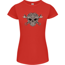Mechanic Engine Skull Womens Petite Cut T-Shirt Red