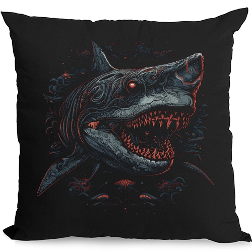 Megalodon Prehistoric White Shark Dinosaur Mens Womens Kids Unisex Black Cushion Cover