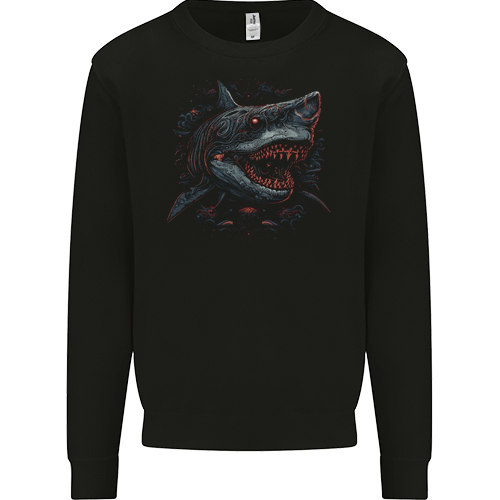 Megalodon Prehistoric White Shark Dinosaur Mens Womens Kids Unisex Black Kids Sweatshirt