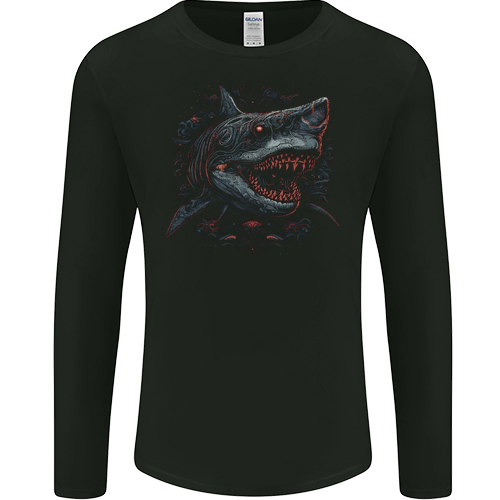 Megalodon Prehistoric White Shark Dinosaur Mens Womens Kids Unisex Black Mens L\S T-Shirt