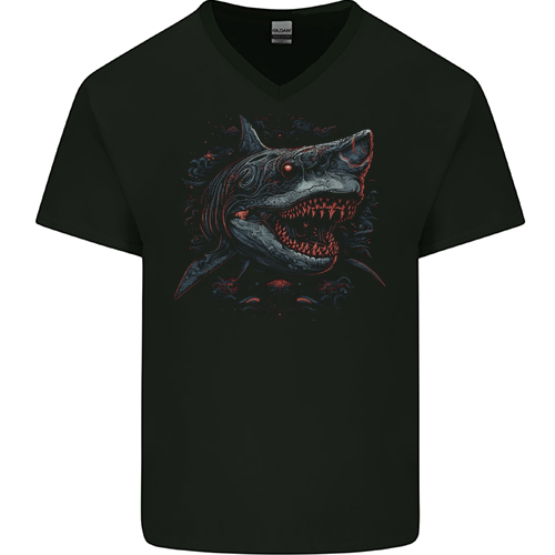 Megalodon Prehistoric White Shark Dinosaur Mens Womens Kids Unisex Black Mens V-Neck T-Shirt