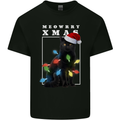 Meowy Christmas Tree Funny Cat Xmas Mens Cotton T-Shirt Tee Top Black
