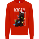 Meowy Christmas Tree Funny Cat Xmas Mens Sweatshirt Jumper Bright Red