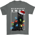 Meowy Christmas Tree Funny Cat Xmas Mens T-Shirt 100% Cotton Charcoal