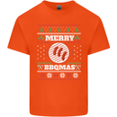 Merry BBQMAS Funny Christmas BBQ Xmas Mens Cotton T-Shirt Tee Top Orange