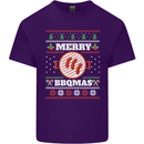 Merry BBQMAS Funny Christmas BBQ Xmas Mens Cotton T-Shirt Tee Top Purple