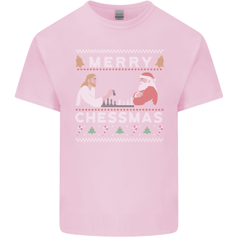 Merry Chessmass Funny Chess Player Mens Cotton T-Shirt Tee Top Light Pink