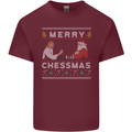 Merry Chessmass Funny Chess Player Mens Cotton T-Shirt Tee Top Maroon