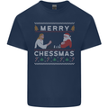 Merry Chessmass Funny Chess Player Mens Cotton T-Shirt Tee Top Navy Blue