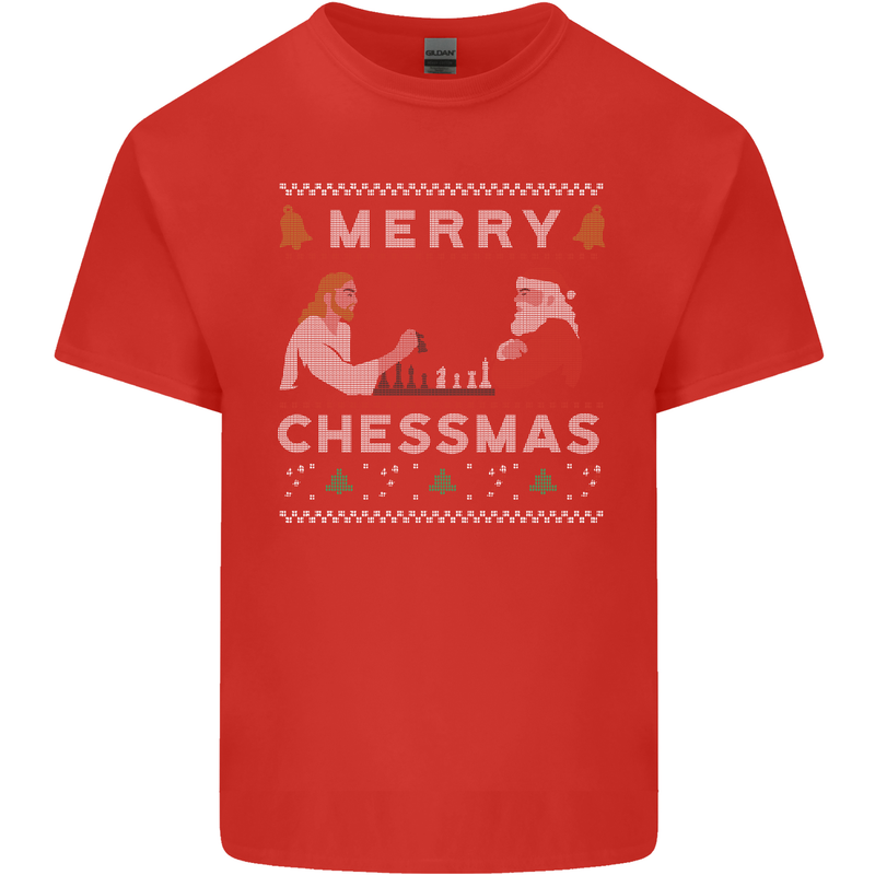Merry Chessmass Funny Chess Player Mens Cotton T-Shirt Tee Top Red