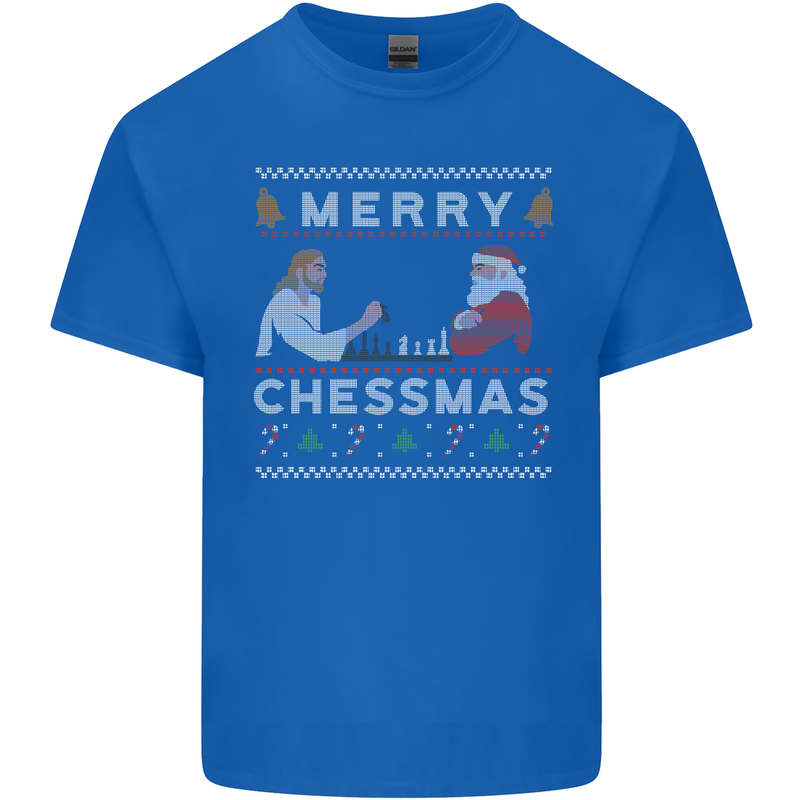 Merry Chessmass Funny Chess Player Mens Cotton T-Shirt Tee Top Royal Blue