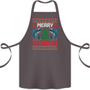 Merry Fishmas Funny Christmas Fishing Cotton Apron 100% Organic Dark Grey