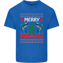 Merry Fishmas Funny Christmas Fishing Kids T-Shirt Childrens Royal Blue