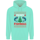 Merry Fishmas Funny Christmas Fishing Mens 80% Cotton Hoodie Peppermint
