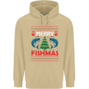 Merry Fishmas Funny Christmas Fishing Mens 80% Cotton Hoodie Sand