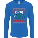 Merry Fishmas Funny Christmas Fishing Mens Long Sleeve T-Shirt Royal Blue