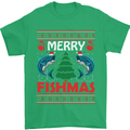 Merry Fishmas Funny Christmas Fishing Mens T-Shirt Cotton Gildan Irish Green