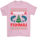 Merry Fishmas Funny Christmas Fishing Mens T-Shirt Cotton Gildan Light Pink