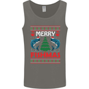 Merry Fishmas Funny Christmas Fishing Mens Vest Tank Top Charcoal