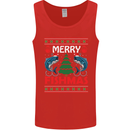 Merry Fishmas Funny Christmas Fishing Mens Vest Tank Top Red