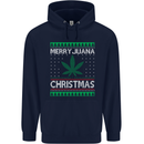 Merry Juana Christmas Funny Weed Cannabis Mens 80% Cotton Hoodie Navy Blue