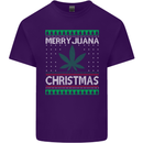 Merry Juana Christmas Funny Weed Cannabis Mens Cotton T-Shirt Tee Top Purple