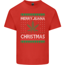 Merry Juana Christmas Funny Weed Cannabis Mens Cotton T-Shirt Tee Top Red