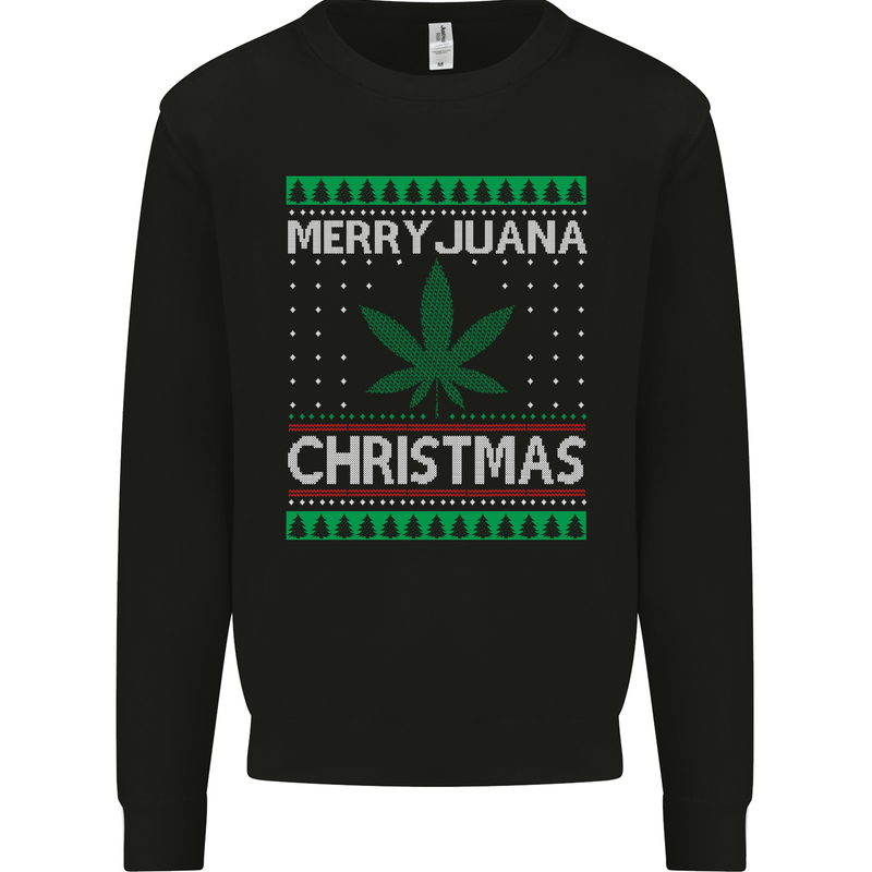 Merry Juana Christmas Funny Weed Cannabis Mens Sweatshirt Jumper Black