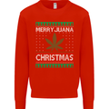 Merry Juana Christmas Funny Weed Cannabis Mens Sweatshirt Jumper Bright Red