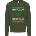 Merry Juana Christmas Funny Weed Cannabis Mens Sweatshirt Jumper Forest Green