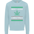 Merry Juana Christmas Funny Weed Cannabis Mens Sweatshirt Jumper Light Blue