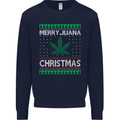 Merry Juana Christmas Funny Weed Cannabis Mens Sweatshirt Jumper Navy Blue