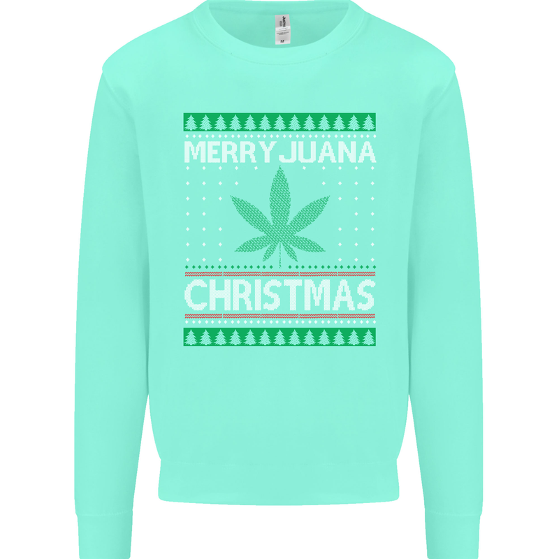 Merry Juana Christmas Funny Weed Cannabis Mens Sweatshirt Jumper Peppermint